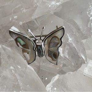 Abalone Shellbutterfly Pin Vintage .